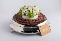 Alf mabrouk chocolate-silver stand with flower