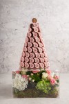 Pink chocolate tower with fresh flower - small