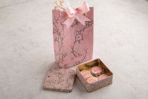 10 pieces pink bird square tin with customized name-GA12
