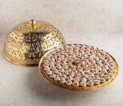 Walnut gurayba gold tray with cover large-R66