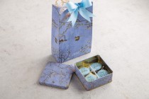 10 pieces Blue bird square tin with customized name-GA7